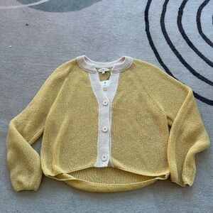 Promesa Yellow and Cream Cardigan Sweater